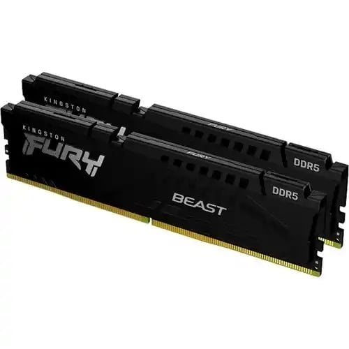 Kingston DDR5 32GB (2x16GB) 6400MHz [FURY BEAST], Non-ECC UDIMM, CL32 1.4V, 288-Pin 1Rx8, Black, Memory Kit, w/Heatsink, XMP KF564C32BBK2-32