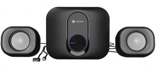 Natec PUG, Stereo Speakers 2.1, 11W RMS (Subwoofer 5W, Satellites 6W), USB power, 3.5mm Connector, Black NGL-2111