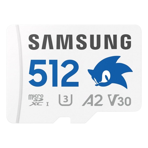 Samsung MicroSD 512GB, PRO Plus Sonic the Hedgehog, SDXC, UHS-I U3 V30 A2, Read up to 180MB/s, Write up to 130 MB/s, for 4K and FullHD video recording, w/SD adapter MB-MD512SA/LC1