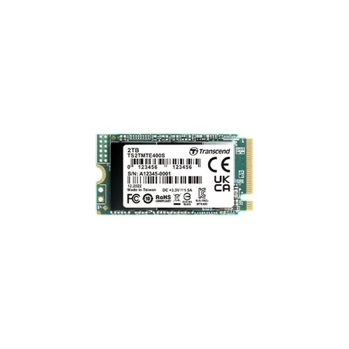 Transcend M.2 NVMe 2TB, 2242, PCIe Gen 3x4, M Key, 3D NAND, DRAM-less, Read up to 2000 MB/s, Write up to 1700 MB/s, Single-sided TS2TMTE400S