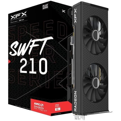 XFX SPEEDSTER SWFT210 RADEON RX 7700XT Gaming Graphics Card with 12GB GDDR6 HDMI 3xDP, AMD RDNA 3 RX-77TSWFTFP