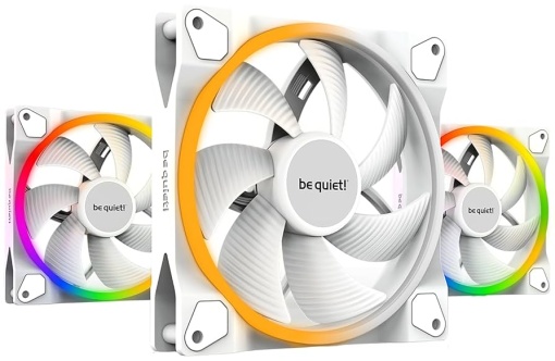 be quiet! LIGHT WINGS 140mm PWM high-speed, White, Triple Pack with ARGB Hub, 2200 rpm, Noise level 31 dB, 4-pin connector, Airflow (71.7 cfm / 121.82 m3/h), ARGB lighting on front and rear BL103