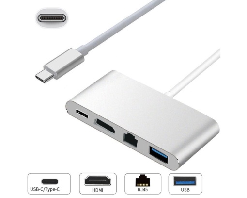 E-GREEN Adapter USB Tip C - HDMI + USB 3.0 + Tip C + RJ45 (F) *