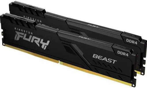 Kingston DDR4 32GB (2x16GB) 3200MHz [FURY BEAST], Non-ECC UDIMM, CL16 1.35V, 288-Pin 1Rx8, Memory Kit, w/Heatsink KF432C16BBK2/32 *
