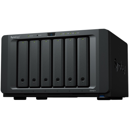 Synology DiskStation DS1621+,Tower,6-Bay 3.5'' SATA HDD/SSD, 2 x M.2 2280 NVMe SSD, CPU AMD Ryzen Quad-Core 2.2 GHz, 4 GB DDR4, 4 x RJ-45 1 GbE LAN, 3 x USB 3.0, 2 x eSATA (Expandable to 16 Bays with 2 x DX517), 1 x Gen3 x8 PCIe,5.1kg, 3y warranty DS1621P