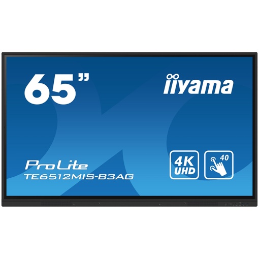 TE6512MIS-B3AG is an exceptional 4K UHD interactive display designed by iiyama to enhance collaboration, communication, and engagement. With key features like Zero Airgap LCD screen eliminating parallax, PureTouch-IR, iiWare 10 with Android 11, WiFi TE651
