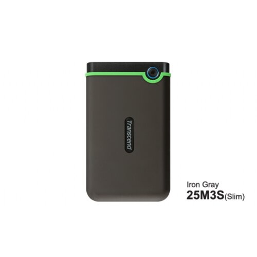 Transcend External HDD 1TB Slim form factor, M3S, USB 3.1, 2.5, Anti-shock system, Backup software, 185g, Iron gray (Slim) TS1TSJ25C3S *