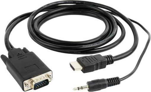 Gembird VIDEO Adapter HDMI to VGA HD15, M/F + Audio on Cable, Black A-HDMI-VGA-03