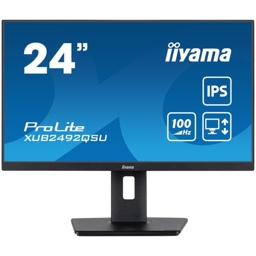 IIYAMA Monitor LED XUB2492QSU-B1 23.8" IPS 2560 x 1440 @100Hz 300 cd/m² 1000:1 0.5ms HDMI DP USB-Hub height, swivel, tilt, pivot (rotation both sides) 3y XUB2492QSU-B1