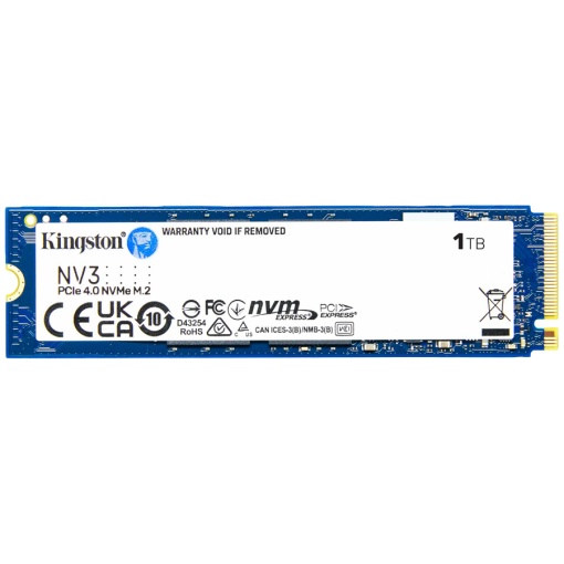 Kingston 1TB NV3 SSD M.2 2280 PCIe 4.0 NVMe, Read: 6,000/ Write: 4,000MB/s SNV3S/1000G *