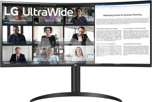 LG 34” UltraWide Curved VA WQHD 3440x1440@100Hz, 21:9, 3000:1, 300 cd/m², 5ms, 178º/178º, HDR10, 2 HDMI, 1 DP, 1 USB-C, 2 USB Downstream Port 3.0, VESA, Titl/Height, Black, 3yw 34WR55QK-B