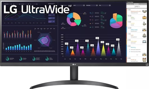 LG 34'' UltraWide IPS FHD 2560x1080@100Hz, 21:9, 1000:1, 1ms, 400 cd/m², 178º/178º, FreeSync, HDR 10, 1 HDMI, 1 DP, VESA 100x100mm, Height, Tilt, Black, 3yw 34WQ500-B *