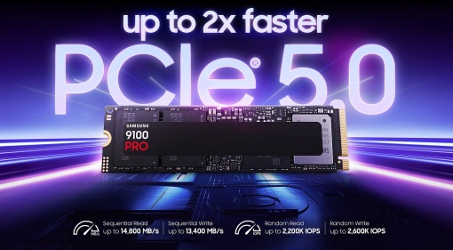 Samsung M.2 NVMe 4TB, 2280, PCIe Gen 5.0x4, 9100 PRO, Read up to 14800 MB/s, Write up to 13400 MB/s (single sided) MZ-VAP4T0BW *