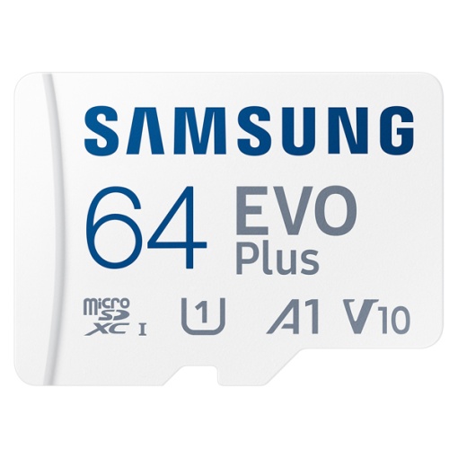 Samsung MicroSD 64GB, EVO Plus, SDXC, UHS-I U3 V10 A1, Read 160MB/s, for 4K and FullHD video recording, w/SD adapter MB-MC64SA/EU