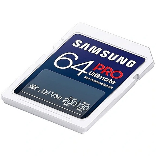 Samsung SD Card 64GB, PRO Ultimate, SDXC, UHS-I U3 V30, Read up to 200MB/s, Write up to 130 MB/s, for 4K and FullHD video recording, w/USB Card reader MB-SY64SB/WW