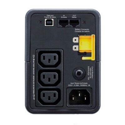 APC APC Back-UPS 500VA, Line Interactive, Tower, 500VA/300W, 230V, AVR, 3x IEC C13, PF 0.63 (Full load), Battery 7Ah (APCRBC110), Line Protection RJ-45, Interface Port USB Type-B BX500MI