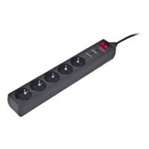 Gembird Surge Protection Power strip, 5 sockets, 1.5m, 16A, Indicates Correct Grounding, Power Switch, Black SPG5-C-5