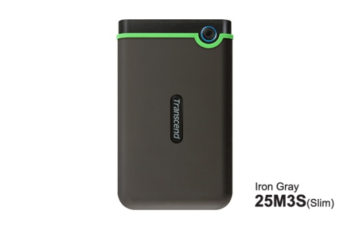 Transcend External HDD 1TB Slim form factor, M3S, USB 3.1, 2.5, Anti-shock system, Backup software, 185g, Iron gray (Slim) TS1TSJ25M3S