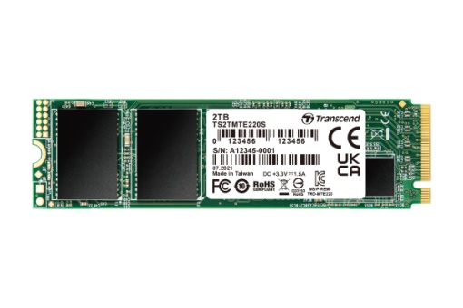 Transcend M.2 NVMe 512GB, 2280, PCIe Gen 3x4, 3D NAND flash, Read up to 3,500 MB/s, Write up to 2,800 MB/s TS512GMTE220S
