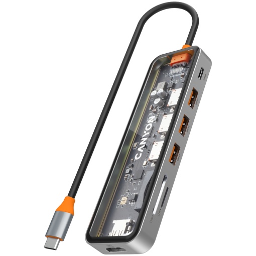 CANYON hub DS-13 7in1 4k USB-C Transparent Space Grey CNS-TDS13