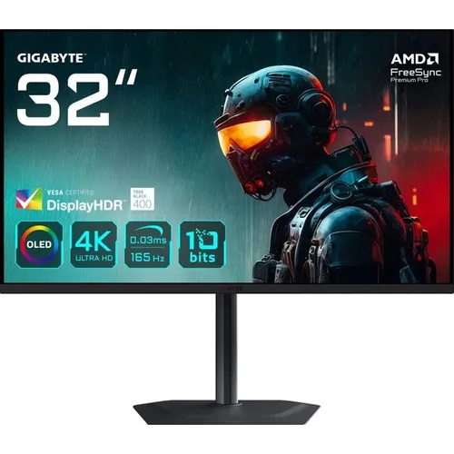 Gigabyte 31.5" 165Hz UHD 3840 x 2160 OLED, OLED Care AI-Based Protection, KVM MO32U EK