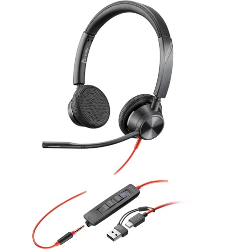 HP Poly HP Poly Blackwire 3325 Stereo USB-C Headset +3.5mm Plug +USB-C/A Adapter, Black, 2yw 8X221AA