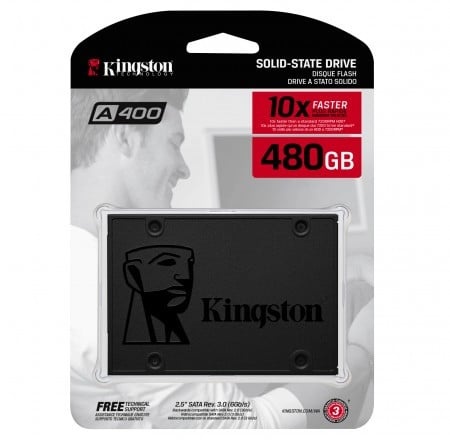 Kingston 2,5" 480GB SSD, SATA III, A400, Read up to 500MB/s, Write up to 450MB/s SA400S37/480G