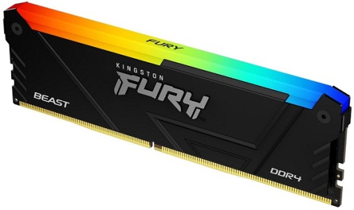 Kingston DDR4 16GB 3200MHz [FURY BEAST RGB], Non-ECC UDIMM, CL16 1.35V, 288-Pin 2Rx8, w/RGB Heatsink, XMP KF432C16BB12A/16