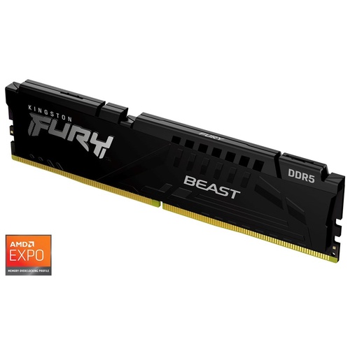 Kingston DDR5 16GB 5200MHz [FURY BEAST], Non-ECC UDIMM, CL36 1.25V, 288-Pin 1Rx8, w/Heatsink KF552C36BBE-16