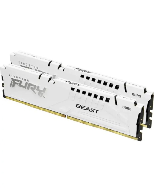 Kingston DDR5 32GB (2x16GB) 6000MT/s [FURY BEAST], Non-ECC UDIMM, CL36 1.35V, 288-Pin 1Rx8, White, Memory Kit, w/Heatsink, XMP & EXPO KF560C36BWE2K2-32