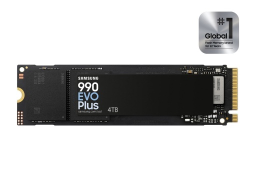 Samsung M.2 NVMe 4TB, 2280, PCIe Gen 4.0x4/5.0x2, 990 EVO Plus, Read up to 7250 MB/s, Write up to 6300 MB/s (single sided) MZ-V9S4T0BW *