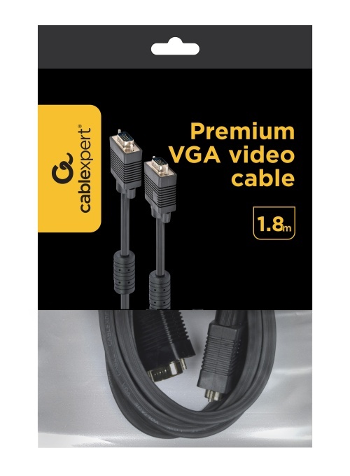 Gembird MONITOR Cable, VGA HD15 M/M, Dual Shielded, w/Two Ferrit Core, 1.8m CC-PPVGA-6B