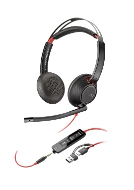 HP Poly HP Poly Blackwire 3220 Stereo USB-C Headset +USB-C/A Adapter, Black, 2yw 8X228AA