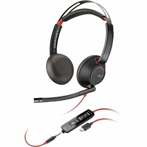 HP Poly HP Poly Blackwire 5220 Stereo USB-C Headset +3.5mm Plug +USB-C/A Adapter, Black, 2yw 8X231AA