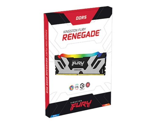 Kingston DDR5 16GB 6400MHz [FURY RENEGADE RGB], Non-ECC UDIMM, CL32 1.4V, 288-Pin 1Rx8, w/RGB Heatsink KF564C32RSA-16