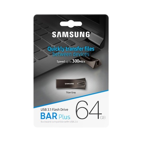Samsung 64GB USB Flash Drive, USB 3.1, BAR Plus, Read up to 300MB/s, Black MUF-64BE4/APC