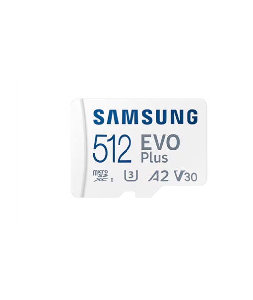 Samsung MicroSD 512GB, EVO Plus, SDXC, UHS-I U3 V30 A2, Read 160MB/s, for 4K and FullHD video recording, w/SD adapter MB-MC512SA/EU