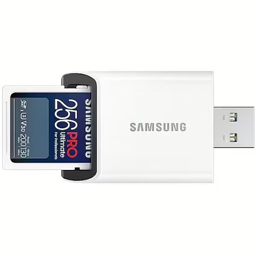 Samsung SD Card 256GB, PRO Ultimate, SDXC, UHS-I U3 V30, Read up to 200MB/s, Write up to 130 MB/s, for 4K and FullHD video recording, w/USB Card reader MB-SY256SB/WW