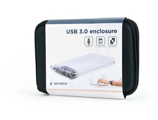 Gembird USB 3.0 2.5'' enclosure, for 9.5 mm drive, transparent plastic EE2-U3S9-6