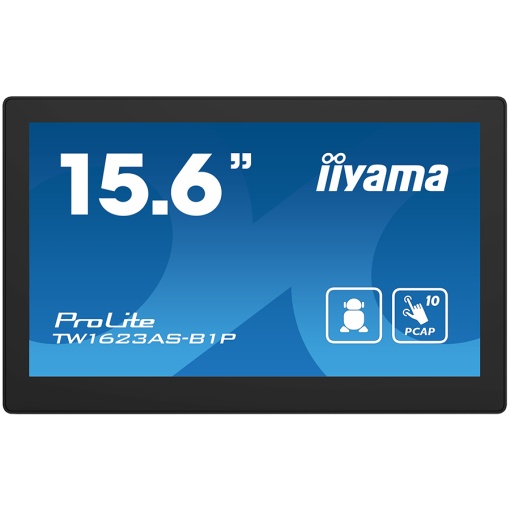 IIYAMA Monitor Android 24/7 TW1623AS-B1P 15.6” Full HD PCAP 10pt touch screen with POE 1920 x 1080 16:9 450 cd/m² 30ms projective capacitive Android 13 BT TW1623AS-B1P