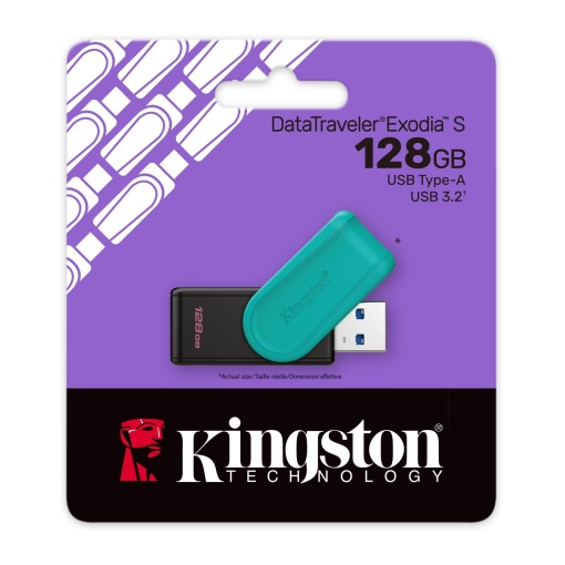 Kingston 128GB USB Flash Drive, USB 3.2 Gen.1, DataTraveler Exodia S DTXS/128GB
