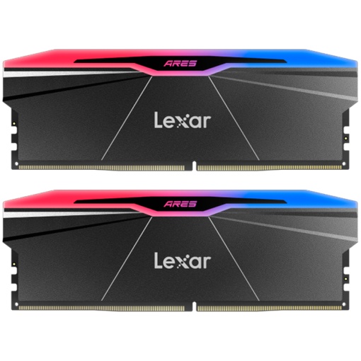 Lexar Ares 32GB Kit (2X16GB) DDR5 8000MHz UDIMM CL38 1.45V with heatsink and RGB lighting, Dual pack, Black Color LD5U16G80C38BR-RGD