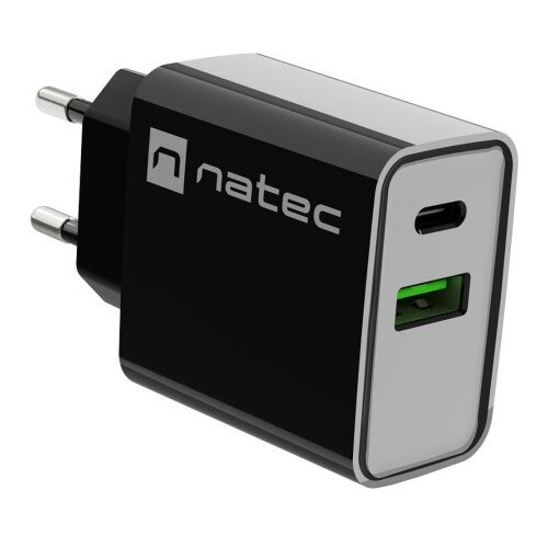 Natec RIBERA USB Type-C/Type-A Charger, QC3.0 & PD3.0, 3A 20W, Black NUC-2062
