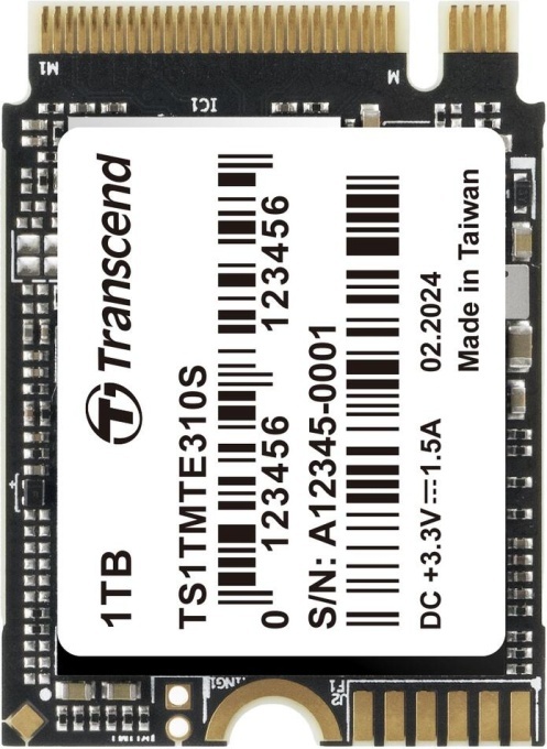 Transcend M.2 NVMe 1TB, 2230, PCIe Gen 4x4, 3D TLC, DRAM-less, Read up to 5000 MB/s, Write up to 3500 MB/s, Single-sided TS1TMTE310S
