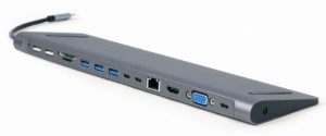 A-CM-COMBO9-01 Gembird USB Type-C 9-in-1 multi-port adapter USB hub+HDMI+VGA+PD+card reader+LAN+3.5m - Img 4