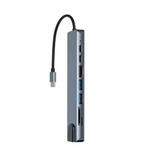 Adapter Tip C 8/1 4K HDMI/USBx2/SD/TF/USB-C/PD/Lan KT-801G Kettz - Img 4