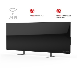 AENO Premium Eco Smart Heater, 700W, Tempered glass, Infrared+convection heating type, Plug type: Europe (E/F type), BLACK AGH0002S