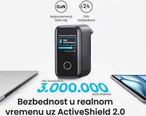 ANKER 140W GaN zidni brzi punjač, 4-porta (3x USB-C, 1x USB-A) sa USB-C M/M pletenim kablom, tamno sivi - Img 3