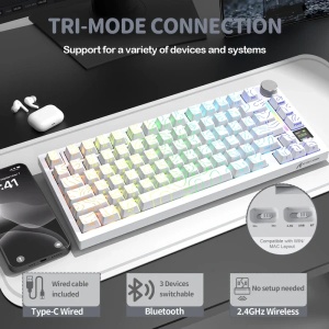 Bežična gaming tastatur Attack Shark X820Ultra Mehanička/TriMode/TFT Screen/Gasket/White Countur - Img 3