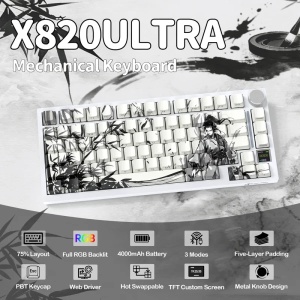 Bežična gaming tastatur Attack Shark X820Ultra Mehanička/TriMode/TFT Screen/Gaskett/Dark Warrior - Img 4